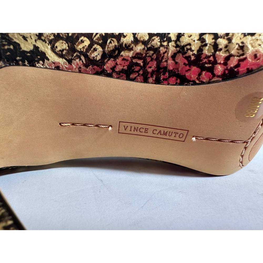 Vince Camuto Leather Gold Black Snakeskin Embossed Pointed Toe Pumps 8M NWOB - Picture 7 of 11